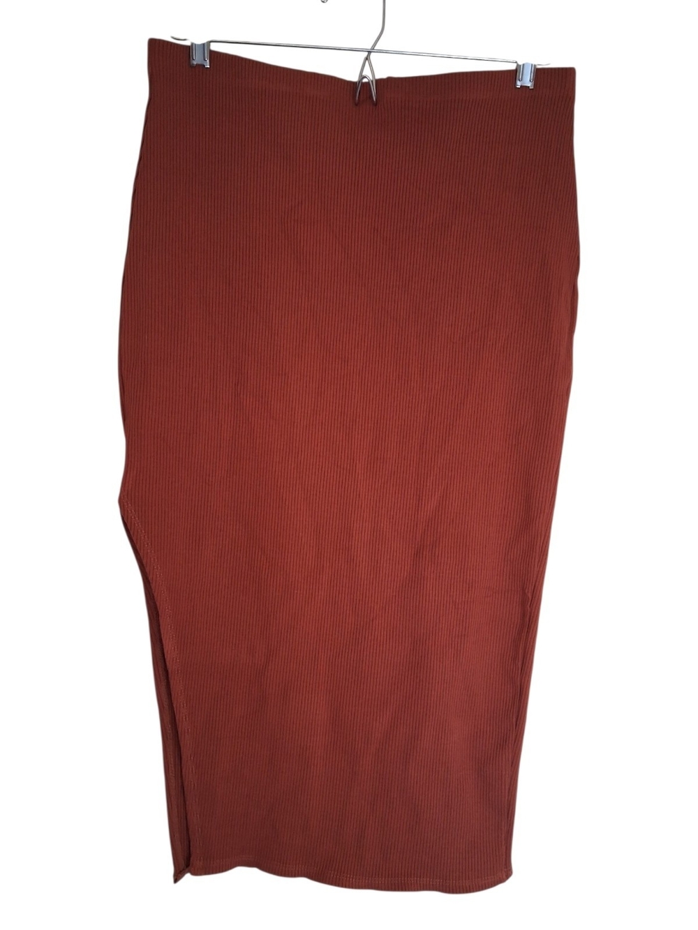 ​Lulus Set For Life Ribbed Midi Skirt Rust Red Size Large